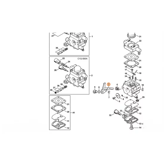 STIHL  Przysłona przepustnicy z dźwignią 4140 120 7102